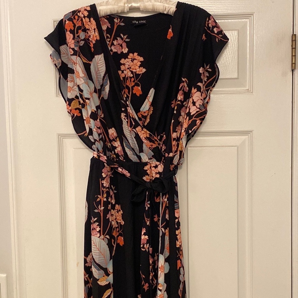 City Chic Plus Size Black Floral Maxi Dress
